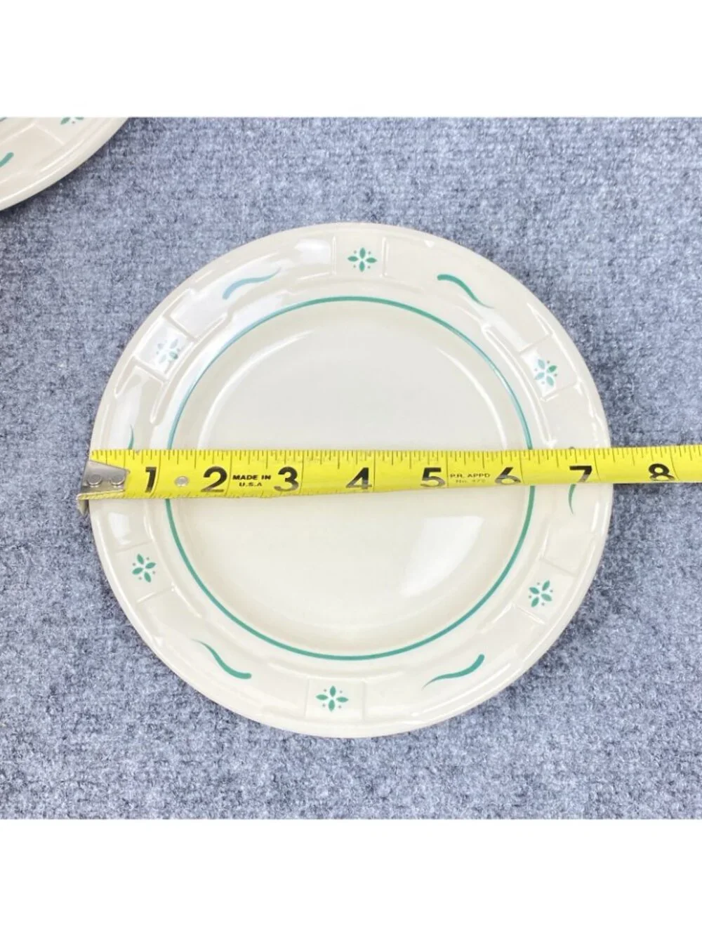 Longaberger Pottery Woven Traditions Heritage Green  2 Salad Plates  7 1/4